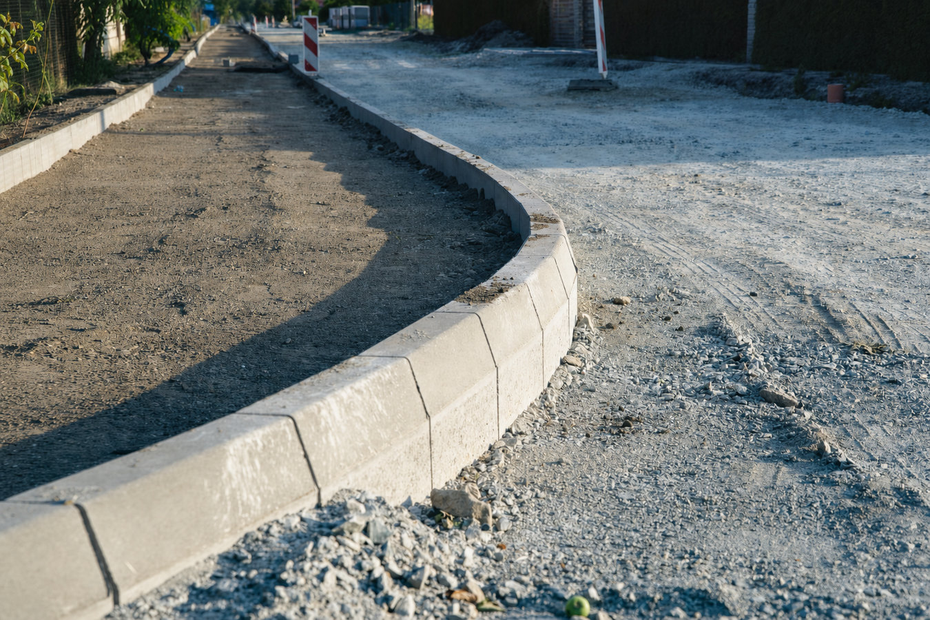 Concrete curbing and sidewalks